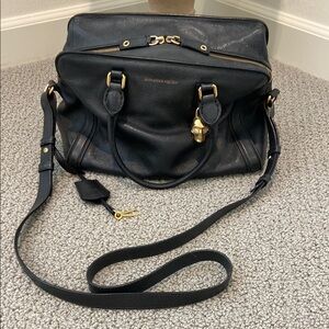 Alexander McQueen Black Leather Satchel Handbag